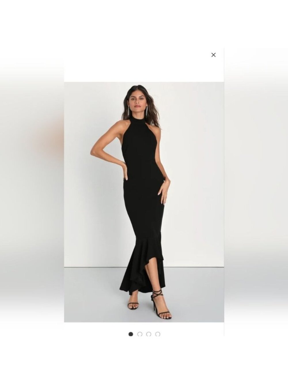 Lulu's Elegant Grace Black Tiered Halter High-Low Hem Maxi Dress Open Back Small